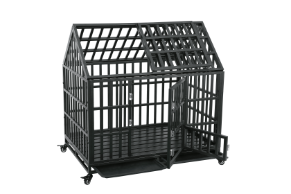 Heavy Duty Dog Cage pet Crate with Roof (Color: as Pic)